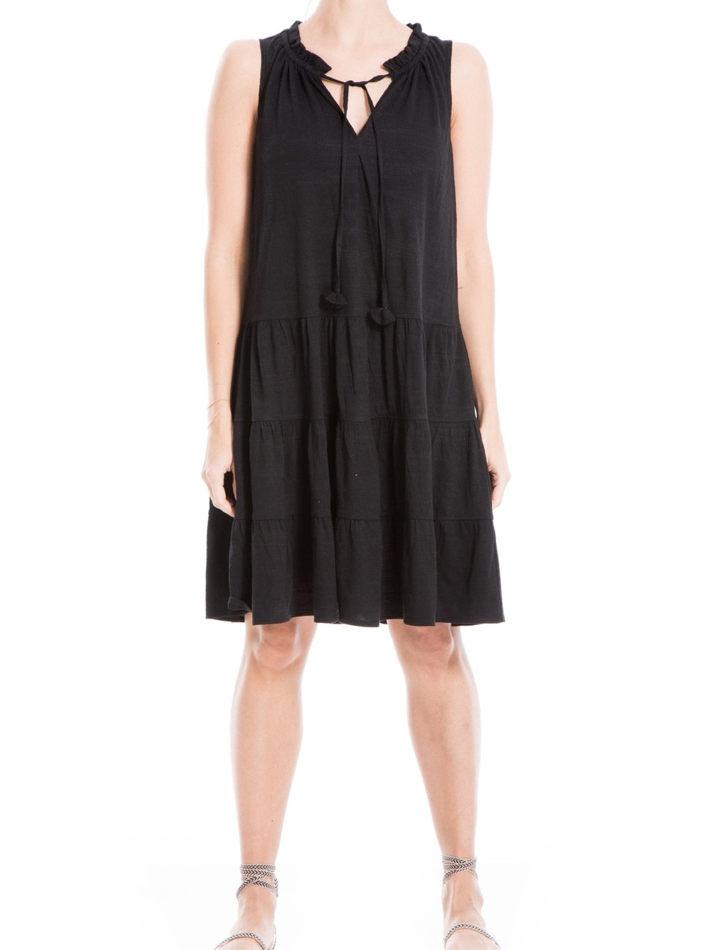Max Studio Black Sleeveless Tiered Dress